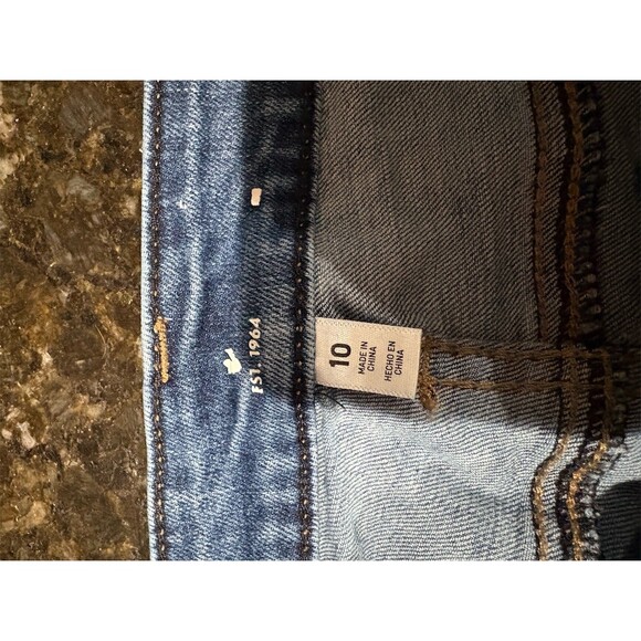 Seven7 Weekend Denim Shorts Womens Size 10 Medium Wash Blue Frayed Hem - Picture 9 of 14